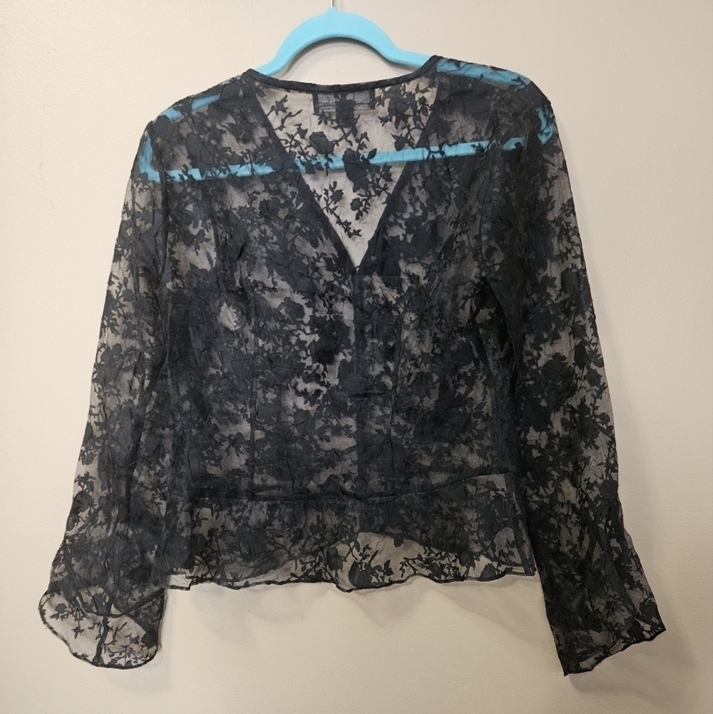 Nicole Miller Collection Women's Size S Sheer Cardigan Button Down Floral - Picture 2 of 3